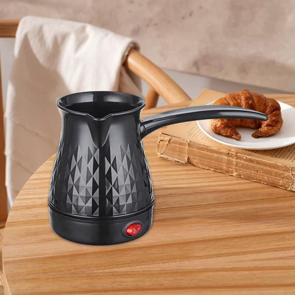 Comfortable Grip Electric Coffee Pot – 600W Plastic Mini Espresso Kettle for Coffee