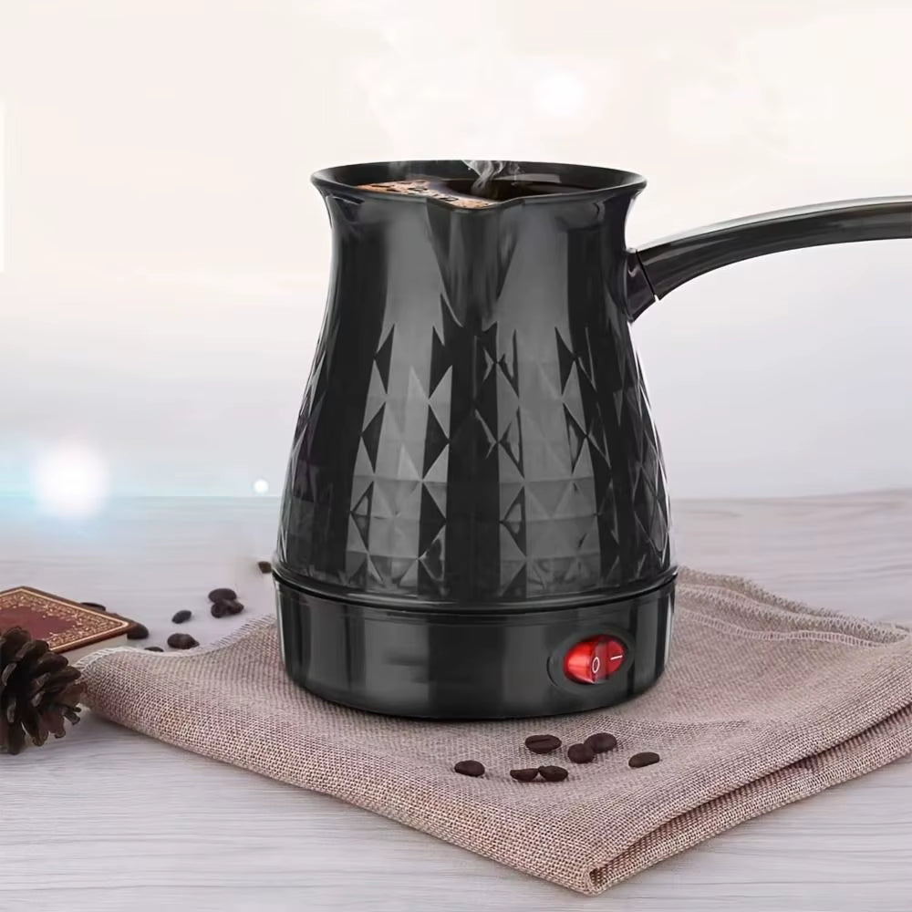 Comfortable Grip Electric Coffee Pot – 600W Plastic Mini Espresso Kettle for Coffee