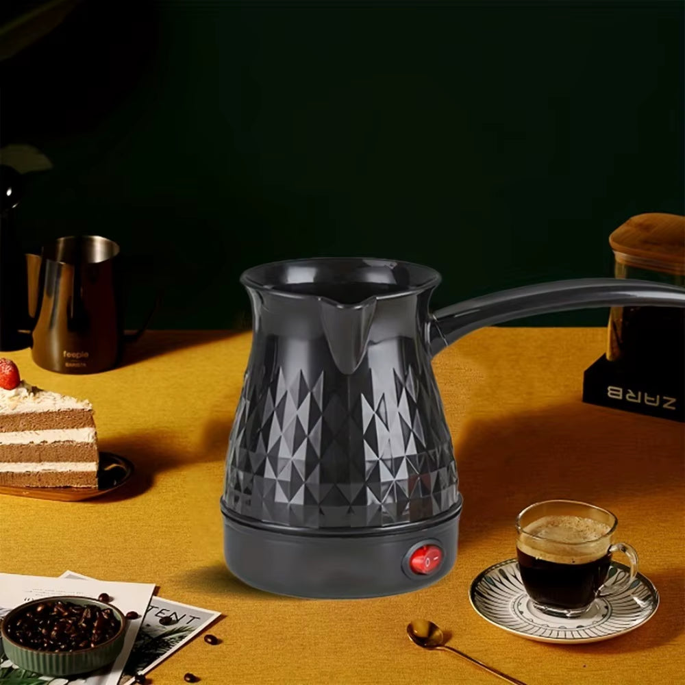 Comfortable Grip Electric Coffee Pot – 600W Plastic Mini Espresso Kettle for Coffee